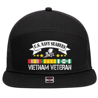 US. Na Vy Sea Bee Vietnam Veteran Flag 7 Panel Mesh Trucker Snapback Hat