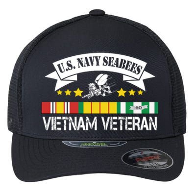 US. Na Vy Sea Bee Vietnam Veteran Flag Flexfit Unipanel Trucker Cap