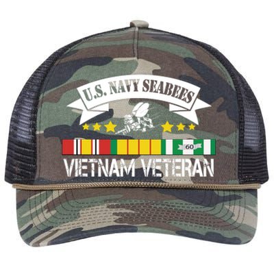 US. Na Vy Sea Bee Vietnam Veteran Flag Retro Rope Trucker Hat Cap