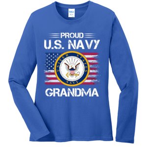 Us Na Vy Proud Grandma Proud Us Na Vy Grandma Veteran Day Funny Gift Ladies Long Sleeve Shirt