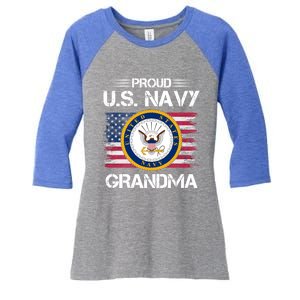 Us Na Vy Proud Grandma Proud Us Na Vy Grandma Veteran Day Funny Gift Women's Tri-Blend 3/4-Sleeve Raglan Shirt