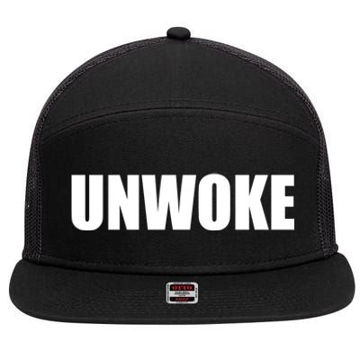 UNWOKE Anti Woke Counter Culture Fake Woke Classic 7 Panel Mesh Trucker Snapback Hat