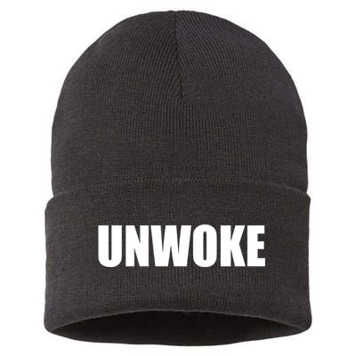 UNWOKE Anti Woke Counter Culture Fake Woke Classic Sustainable Knit Beanie