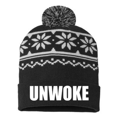 UNWOKE Anti Woke Counter Culture Fake Woke Classic USA-Made Snowflake Beanie