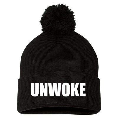 UNWOKE Anti Woke Counter Culture Fake Woke Classic Pom Pom 12in Knit Beanie