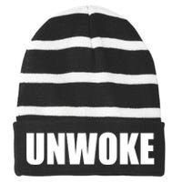 UNWOKE Anti Woke Counter Culture Fake Woke Classic Striped Beanie with Solid Band