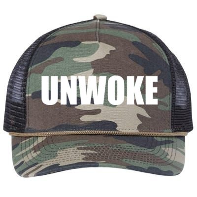 UNWOKE Anti Woke Counter Culture Fake Woke Classic Retro Rope Trucker Hat Cap