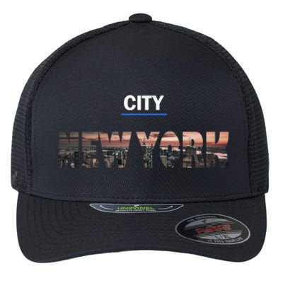 Urban New York City Skyline North America Flexfit Unipanel Trucker Cap