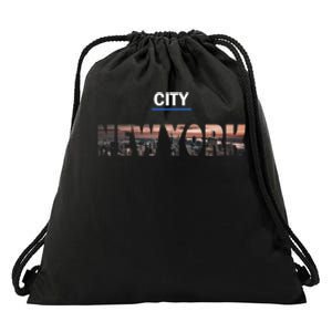 Urban New York City Skyline North America Drawstring Bag