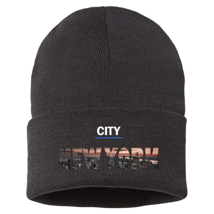 Urban New York City Skyline North America Sustainable Knit Beanie