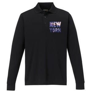 Urban New York City Skyline North America Souvenir Pride Performance Long Sleeve Polo