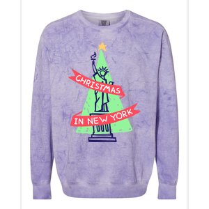 Usa New York City Statue Of Liberty Christmas Tree Great Gift Colorblast Crewneck Sweatshirt