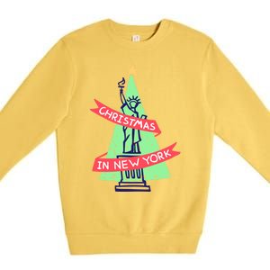 Usa New York City Statue Of Liberty Christmas Tree Great Gift Premium Crewneck Sweatshirt