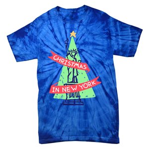 Usa New York City Statue Of Liberty Christmas Tree Great Gift Tie-Dye T-Shirt