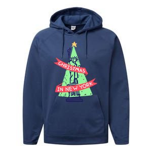 Usa New York City Statue Of Liberty Christmas Tree Great Gift Performance Fleece Hoodie