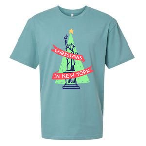 Usa New York City Statue Of Liberty Christmas Tree Great Gift Sueded Cloud Jersey T-Shirt