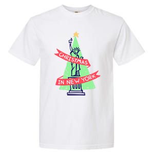 Usa New York City Statue Of Liberty Christmas Tree Great Gift Garment-Dyed Heavyweight T-Shirt