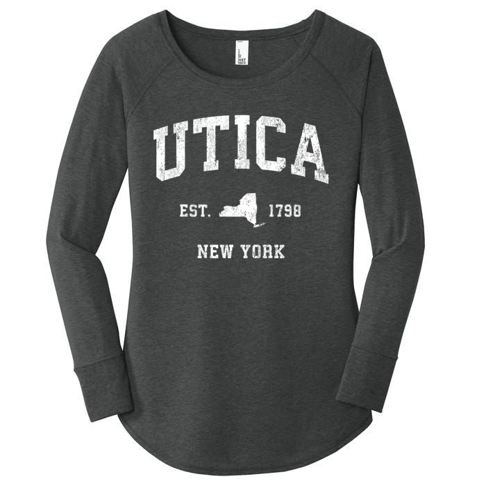 Utica New York Ny Vintage Established Athletic Women's Perfect Tri Tunic Long Sleeve Shirt