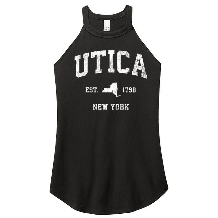 Utica New York Ny Vintage Established Athletic Women's Perfect Tri Rocker Tank