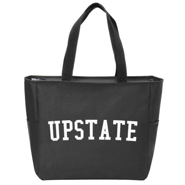 Upstate New York Prep Block Lettering Vintage Style Zip Tote Bag