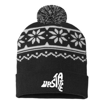 Upstate New York Ny State Shape USA-Made Snowflake Beanie