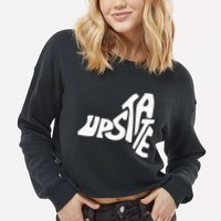 Upstate New York Ny State Shape Cropped Pullover Crew