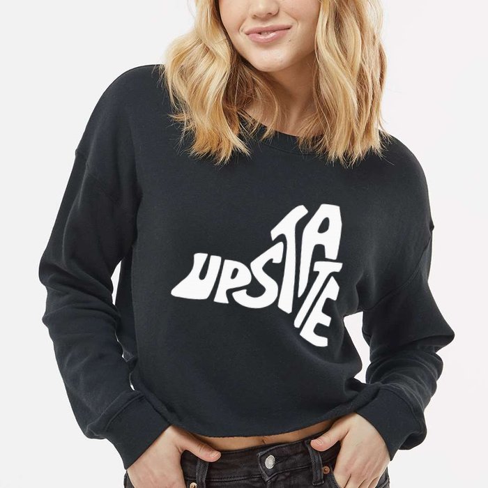 Upstate New York Ny State Shape Cropped Pullover Crew