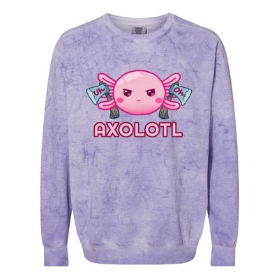 Uh Oh Axolotl Colorblast Crewneck Sweatshirt