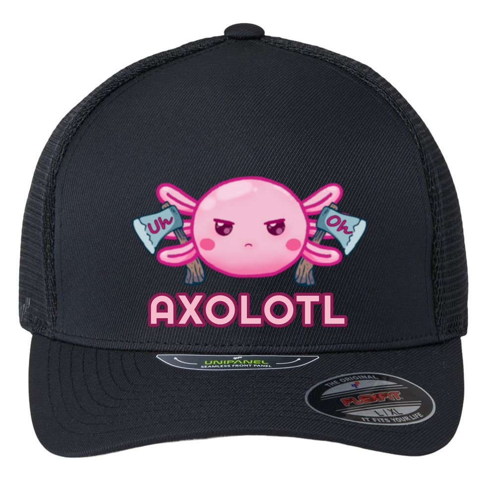 Uh Oh Axolotl Flexfit Unipanel Trucker Cap