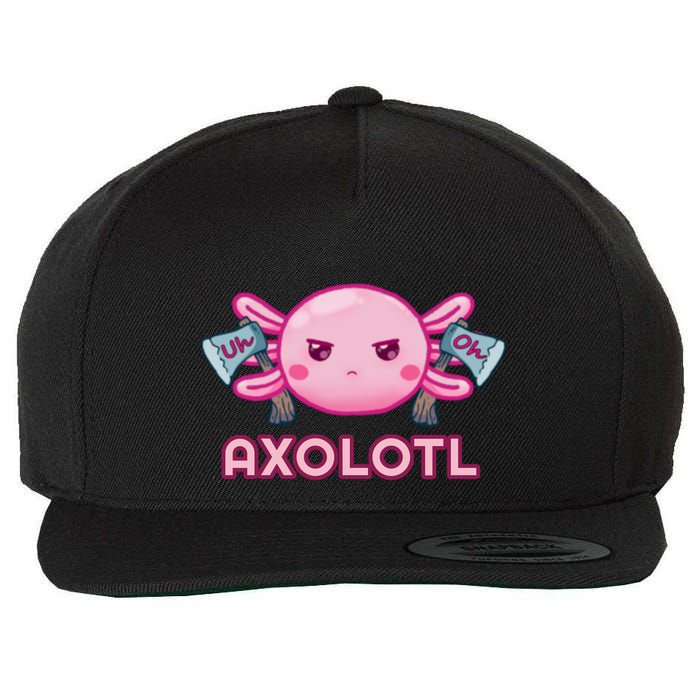 Uh Oh Axolotl Wool Snapback Cap