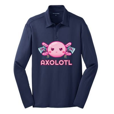 Uh Oh Axolotl Silk Touch Performance Long Sleeve Polo