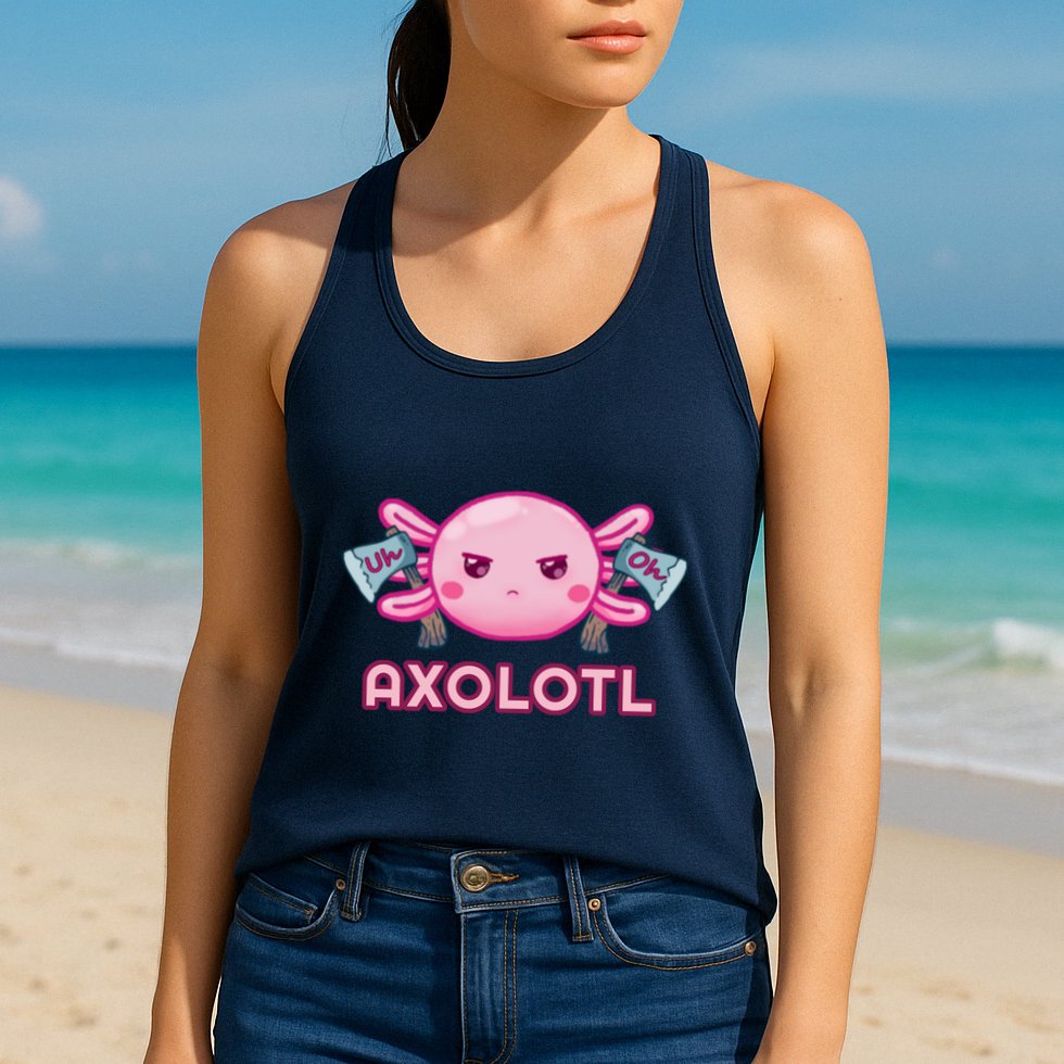 Uh Oh Axolotl Womens Tank Top