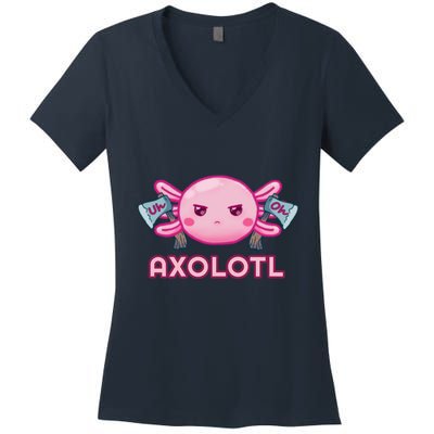 Uh Oh Axolotl Women's V-Neck T-Shirt
