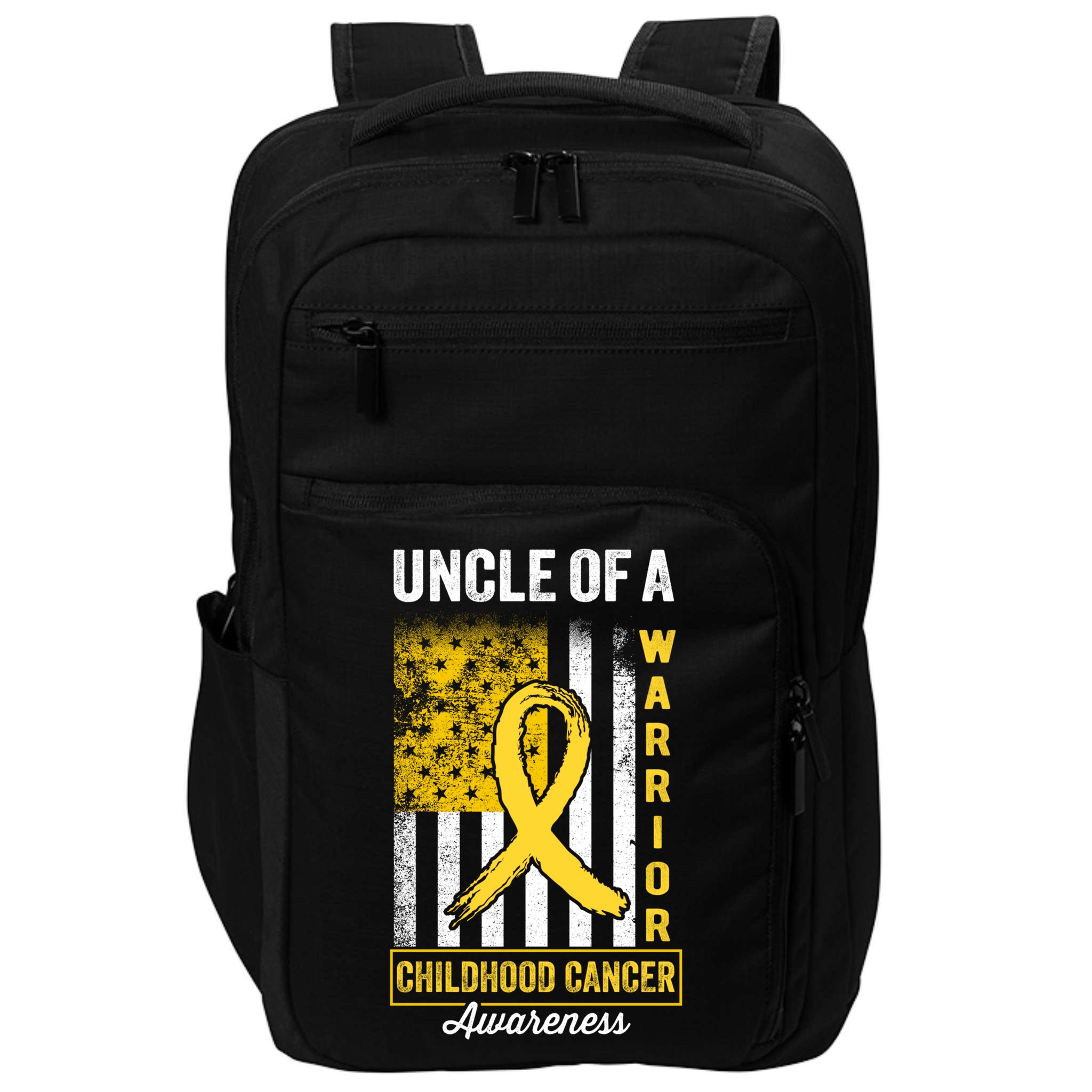 Uncle Of A Warrior Childhood Cancer Awareness Gold Us Flag Cool Gift Impact Tech Backpack