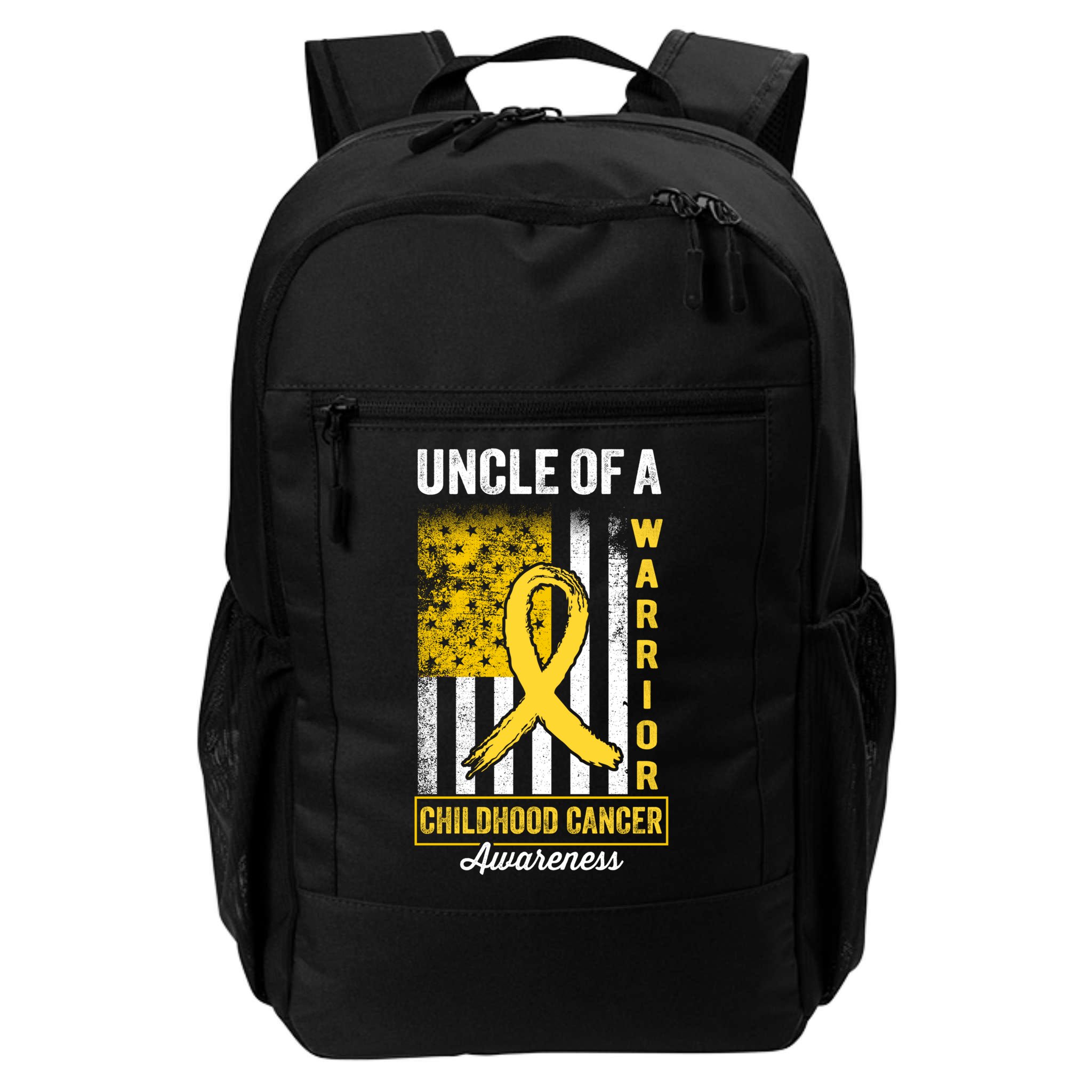 Uncle Of A Warrior Childhood Cancer Awareness Gold Us Flag Cool Gift Backpack