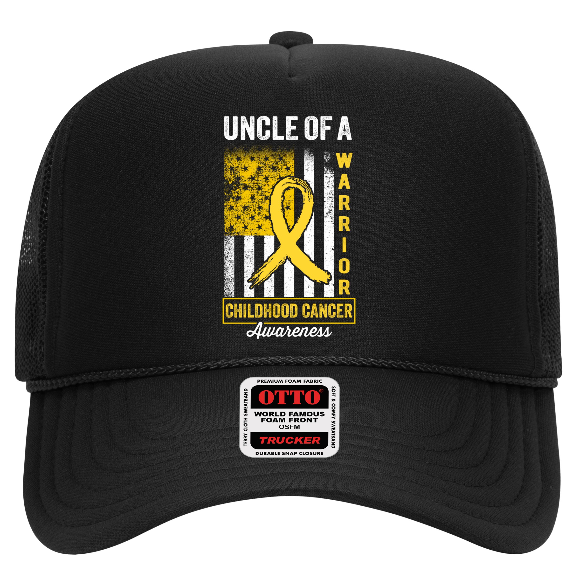 Uncle Of A Warrior Childhood Cancer Awareness Gold Us Flag Cool Gift Hat