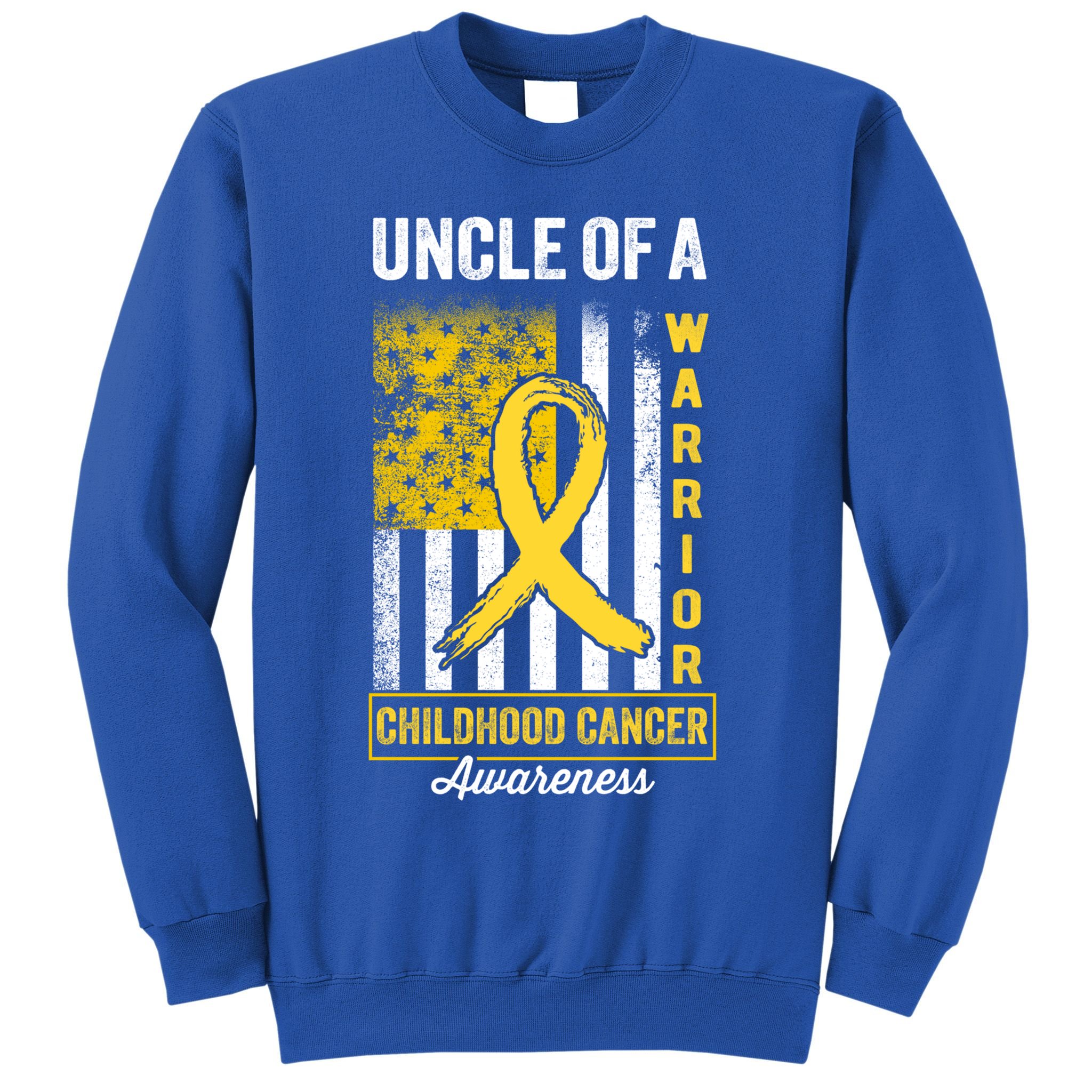 Uncle Of A Warrior Childhood Cancer Awareness Gold Us Flag Cool Gift Sweatshirt