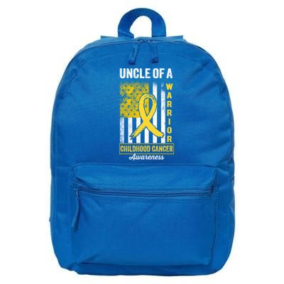 Uncle Of A Warrior Childhood Cancer Awareness Gold Us Flag Cool Gift 16 in Basic Backpack