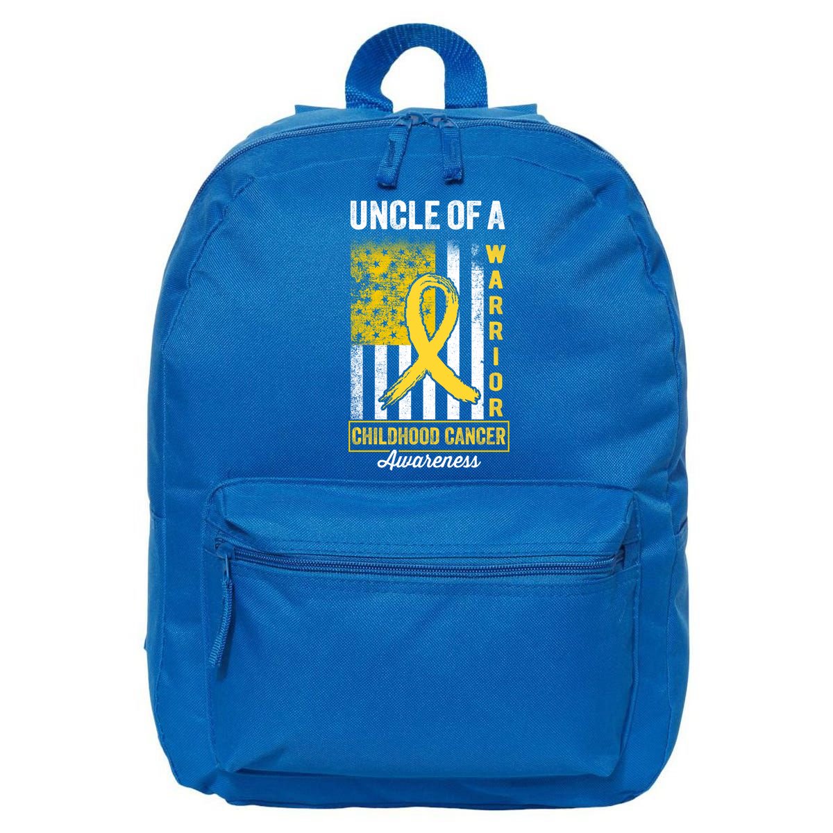 Uncle Of A Warrior Childhood Cancer Awareness Gold Us Flag Cool Gift 16 in Basic Backpack