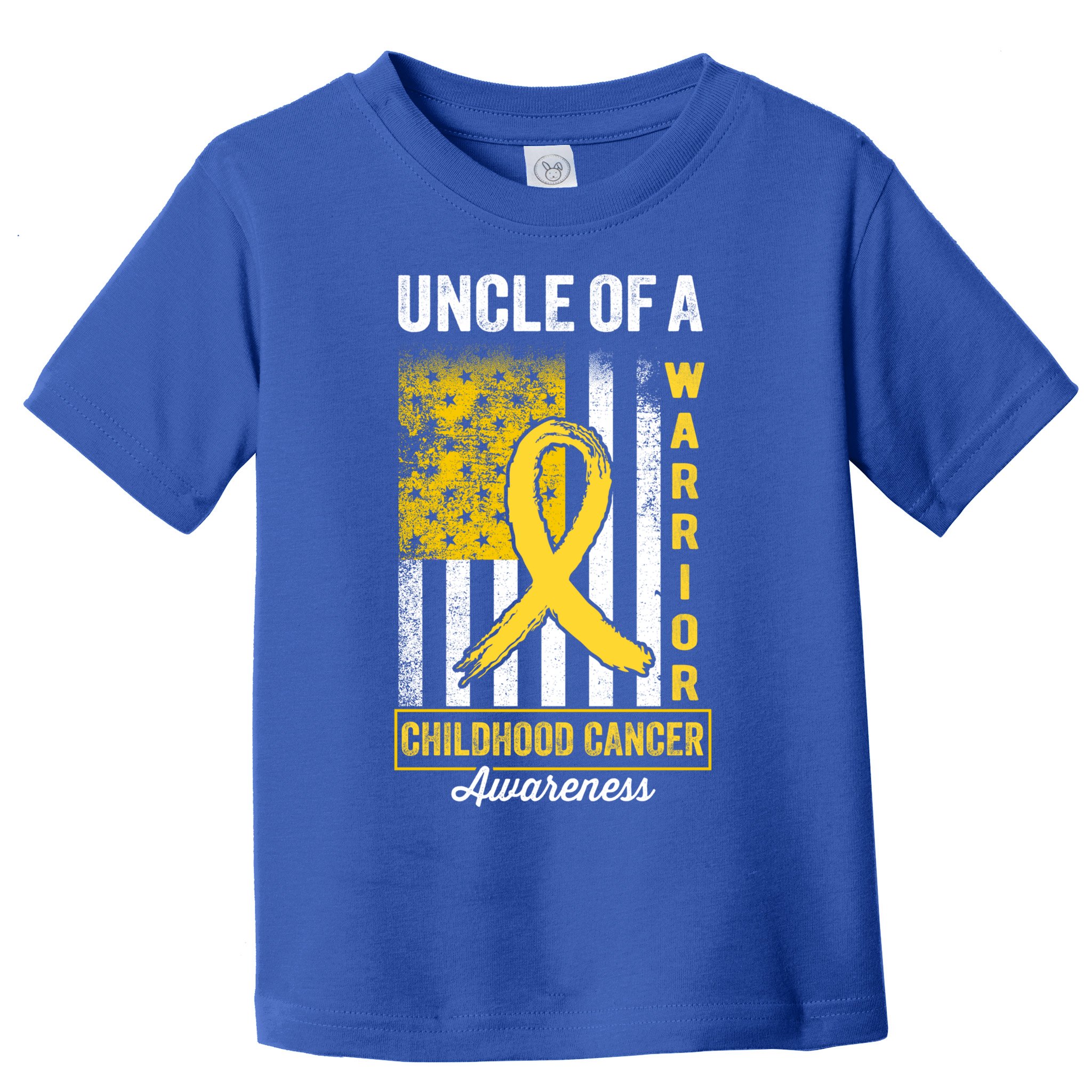 Uncle Of A Warrior Childhood Cancer Awareness Gold Us Flag Cool Gift Toddler T-Shirt