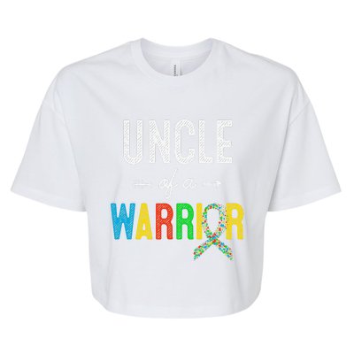 Uncle Of A Warrior Autism Awareness Support Bella+Canvas Jersey Crop Tee