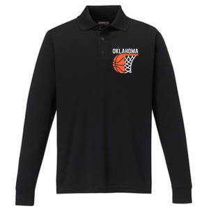 Usa Oklahoma Basketball State Net Graphic Sports Players Art Performance Long Sleeve Polo