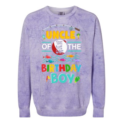 Uncle Of Big One 1st Birthday Matching Family Fishing Cute Gift Colorblast Crewneck Sweatshirt