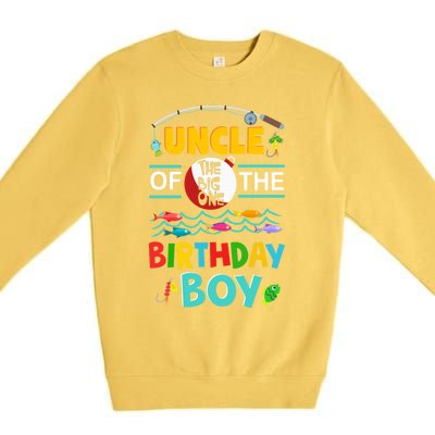 Uncle Of Big One 1st Birthday Matching Family Fishing Cute Gift Premium Crewneck Sweatshirt