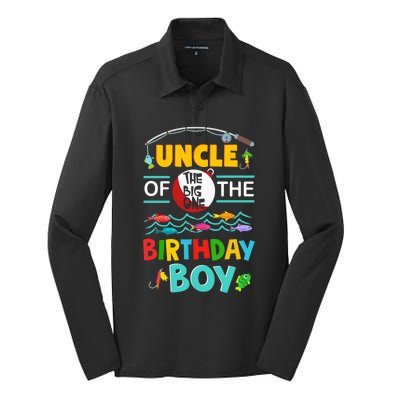 Uncle Of Big One 1st Birthday Matching Family Fishing Cute Gift Silk Touch Performance Long Sleeve Polo