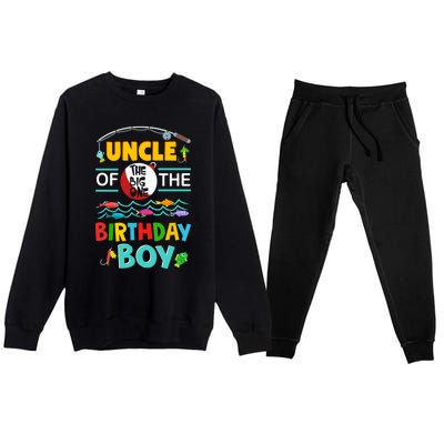 Uncle Of Big One 1st Birthday Matching Family Fishing Cute Gift Premium Crewneck Sweatsuit Set