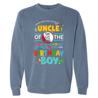 Uncle Of Big One 1st Birthday Matching Family Fishing Cute Gift Garment-Dyed Sweatshirt