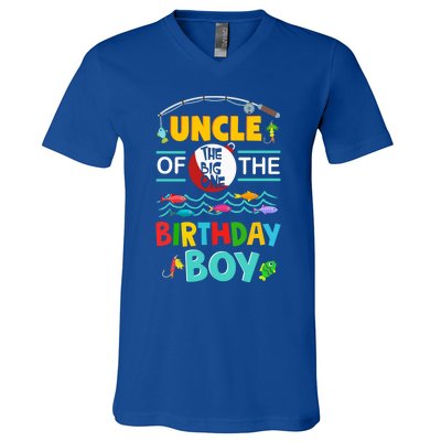 Uncle Of Big One 1st Birthday Matching Family Fishing Cute Gift V-Neck T-Shirt