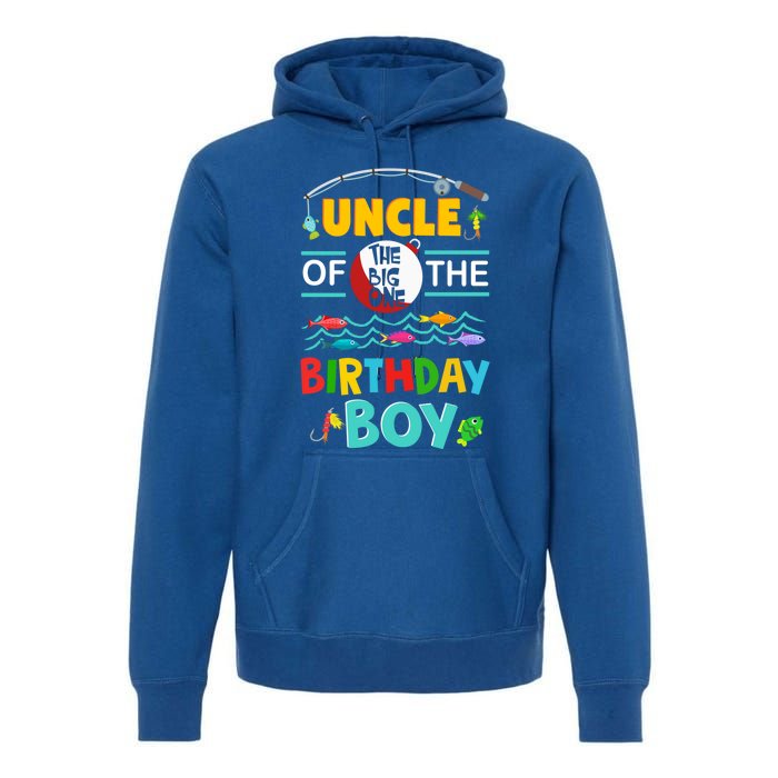 Uncle Of Big One 1st Birthday Matching Family Fishing Cute Gift Premium Hoodie