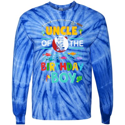 Uncle Of Big One 1st Birthday Matching Family Fishing Cute Gift Tie-Dye Long Sleeve Shirt